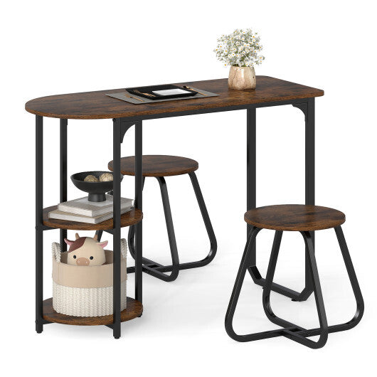 3-Piece Industrial Dining Table Set for Small Space-Black LuxuryLifeWay Online Store