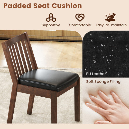 PU Leather Upholstered Dining Chair with Padded Seat Set of 2-Espresso LuxuryLifeWay Online Store