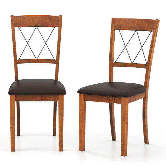 Dining Chair Set of 2 Fabric Upholstered Kitchen Armless Chairs with Rubber Wood Frame-Walnut LuxuryLifeWay Online Store