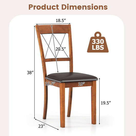 Dining Chair Set of 2 Fabric Upholstered Kitchen Armless Chairs with Rubber Wood Frame-Walnut LuxuryLifeWay Online Store