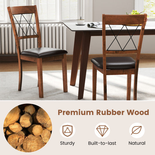 Dining Chair Set of 2 Fabric Upholstered Kitchen Armless Chairs with Rubber Wood Frame-Walnut LuxuryLifeWay Online Store