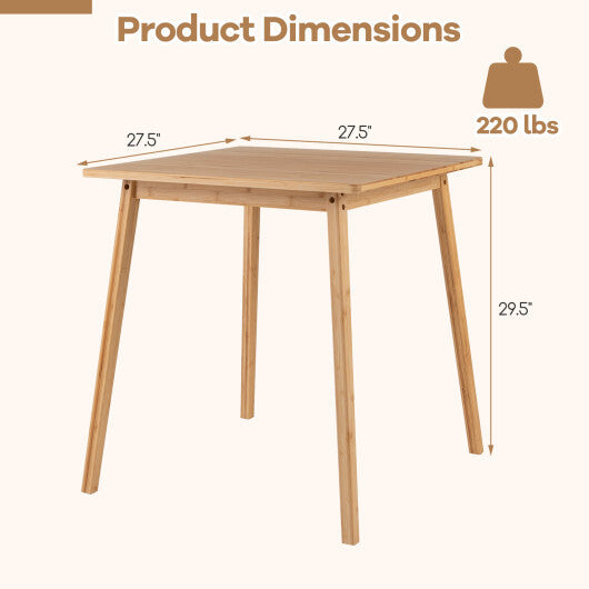 27.5 Inch Square Bamboo Dining Table for 2-4 People-Natural LuxuryLifeWay Online Store