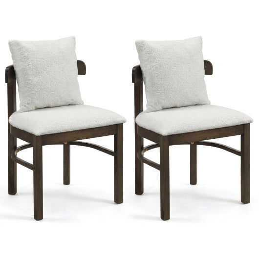 Fabric Upholstered Wood Dining Chairs Set of 2 with Removable Pillow-Gray LuxuryLifeWay Online Store