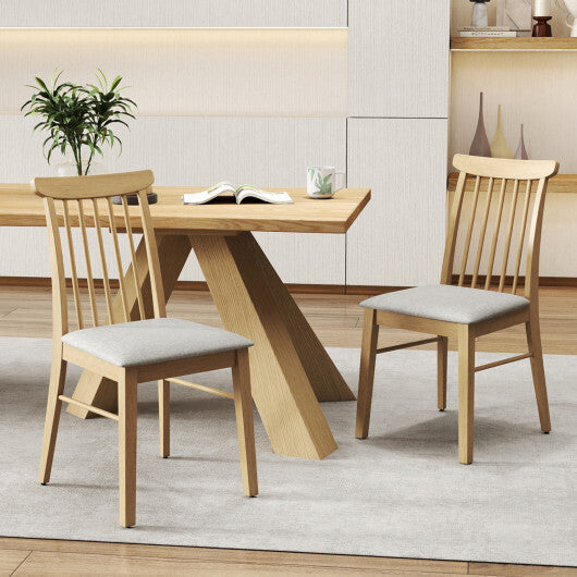 Dining Chairs Set of 2 Fabric Upholstered Kitchen Armless Chairs with Rubber Wood Frame-Natural LuxuryLifeWay Online Store