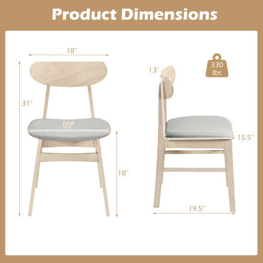 Dining Chair Set of 2 Fabric Upholstered Kitchen Armless Chairs-Natural LuxuryLifeWay Online Store
