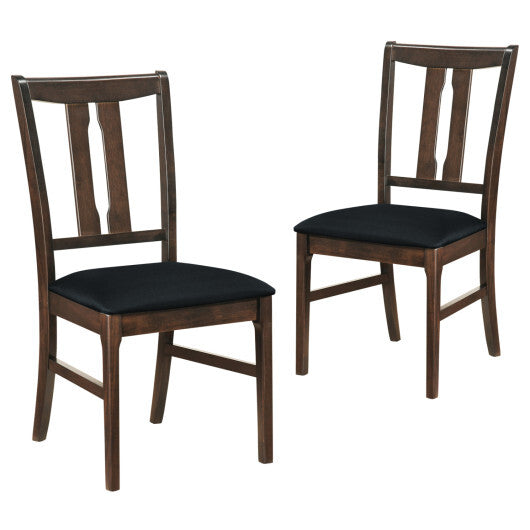 Set of 2 Wooden Upholstered Dining Chairs with High Curved Back-Walnut LuxuryLifeWay Online Store