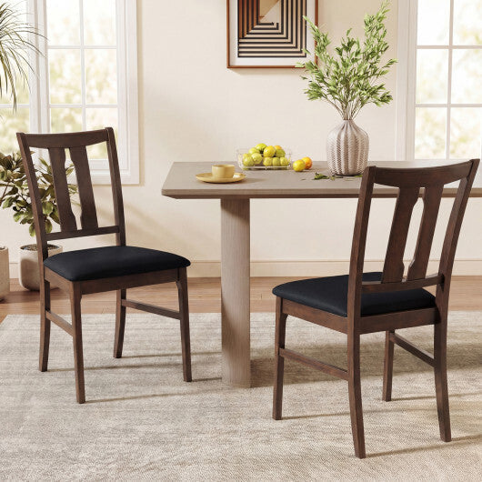 Set of 2 Wooden Upholstered Dining Chairs with High Curved Back-Walnut LuxuryLifeWay Online Store