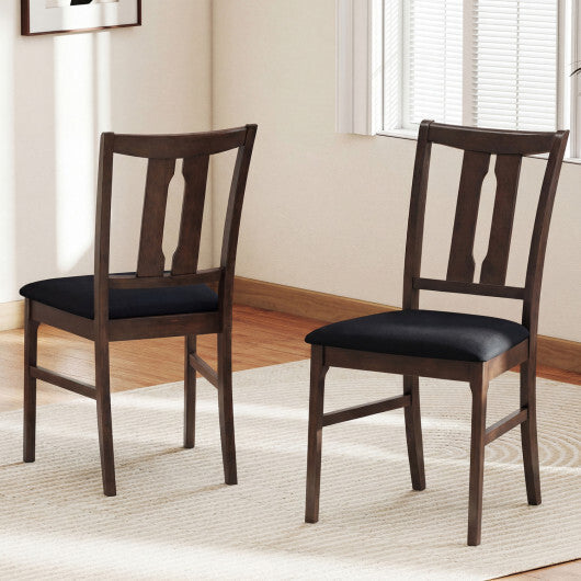 Set of 2 Wooden Upholstered Dining Chairs with High Curved Back-Walnut LuxuryLifeWay Online Store