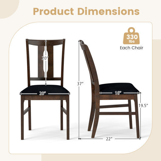 Set of 2 Wooden Upholstered Dining Chairs with High Curved Back-Walnut LuxuryLifeWay Online Store