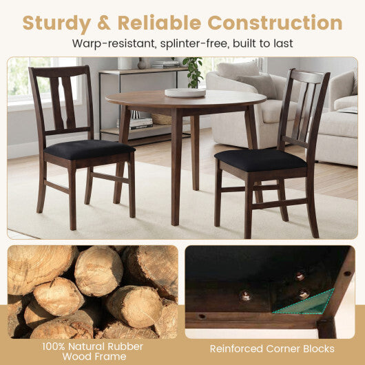 Set of 2 Wooden Upholstered Dining Chairs with High Curved Back-Walnut LuxuryLifeWay Online Store