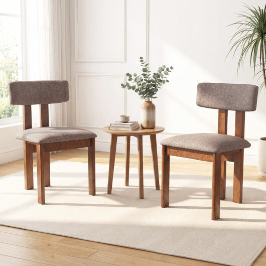 Upholstered Rubber Wood Dining Chairs Set of 2 with Curved Backrest-Walnut LuxuryLifeWay Online Store