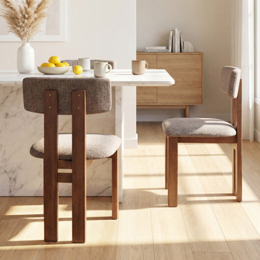Upholstered Rubber Wood Dining Chairs Set of 2 with Curved Backrest-Walnut LuxuryLifeWay Online Store