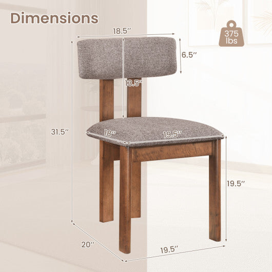 Upholstered Rubber Wood Dining Chairs Set of 2 with Curved Backrest-Walnut LuxuryLifeWay Online Store
