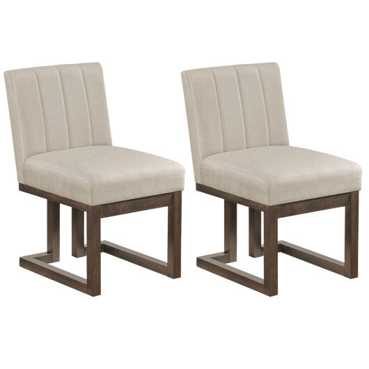 Modern Farmhouse Fabric Dining Chairs Set of 2 with 5.5" Thickened Padded Seat-Walnut LuxuryLifeWay Online Store