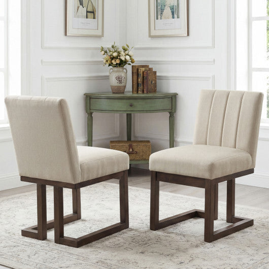 Modern Farmhouse Fabric Dining Chairs Set of 2 with 5.5" Thickened Padded Seat-Walnut LuxuryLifeWay Online Store