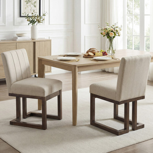 Modern Farmhouse Fabric Dining Chairs Set of 2 with 5.5" Thickened Padded Seat-Walnut LuxuryLifeWay Online Store