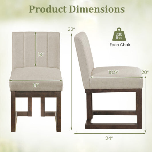 Modern Farmhouse Fabric Dining Chairs Set of 2 with 5.5" Thickened Padded Seat-Walnut LuxuryLifeWay Online Store