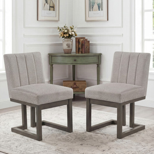 Modern Farmhouse Fabric Dining Chairs Set of 2 with 5.5" Thickened Padded Seat-Walnut LuxuryLifeWay Online Store