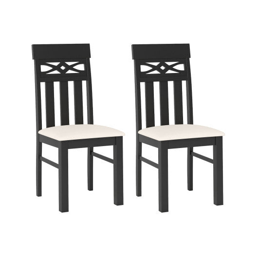 Dining Chairs Set of 2 High Back Dining Room Chairs with Padded Seat and Rubber Wood Frame-Black LuxuryLifeWay Online Store