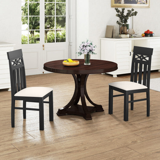 Dining Chairs Set of 2 High Back Dining Room Chairs with Padded Seat and Rubber Wood Frame-Black LuxuryLifeWay Online Store