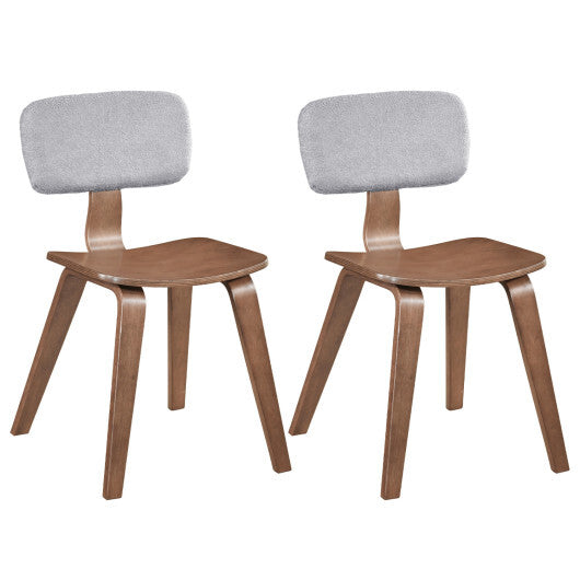 Set of 2 Rubber Wood Dining Room Chairs with Teddy Velvet Padded Backrest-Walnut LuxuryLifeWay Online Store