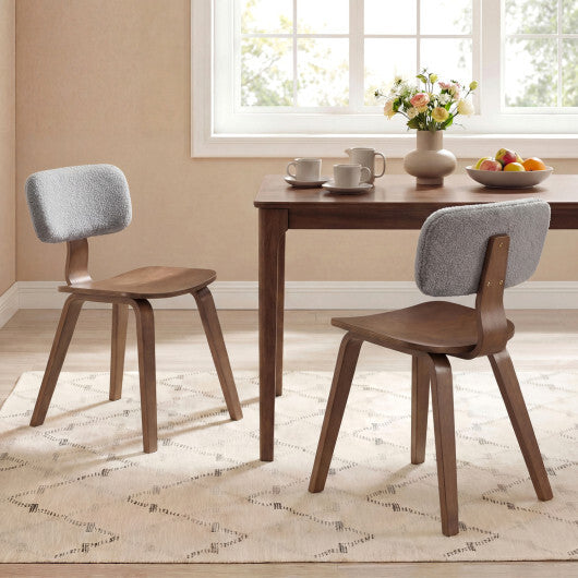 Set of 2 Rubber Wood Dining Room Chairs with Teddy Velvet Padded Backrest-Walnut LuxuryLifeWay Online Store
