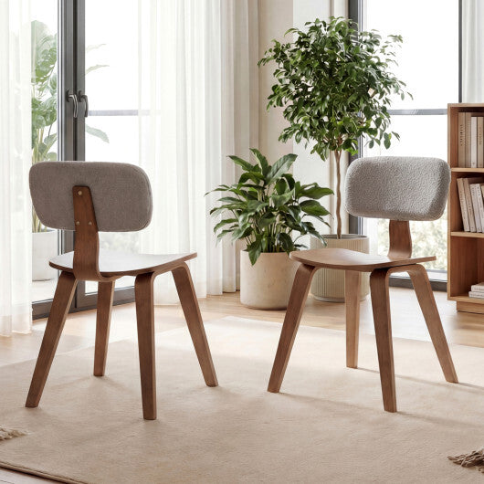 Set of 2 Rubber Wood Dining Room Chairs with Teddy Velvet Padded Backrest-Walnut LuxuryLifeWay Online Store