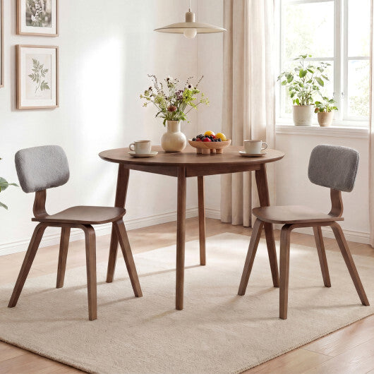 Set of 2 Rubber Wood Dining Room Chairs with Teddy Velvet Padded Backrest-Walnut LuxuryLifeWay Online Store