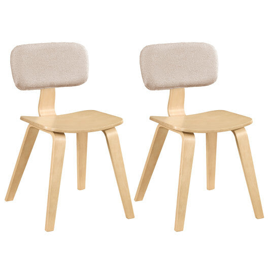 Set of 2 Rubber Wood Dining Room Chairs with Teddy Velvet Padded Backrest-Walnut LuxuryLifeWay Online Store