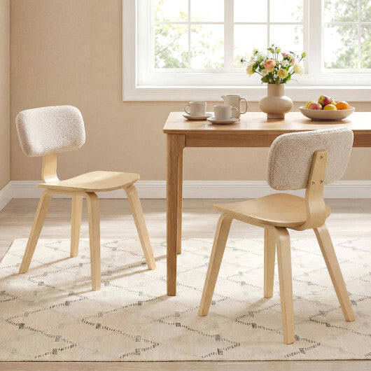 Set of 2 Rubber Wood Dining Room Chairs with Teddy Velvet Padded Backrest-Walnut LuxuryLifeWay Online Store