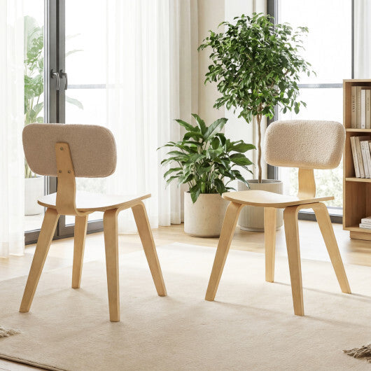 Set of 2 Rubber Wood Dining Room Chairs with Teddy Velvet Padded Backrest-Walnut LuxuryLifeWay Online Store