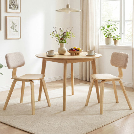 Set of 2 Rubber Wood Dining Room Chairs with Teddy Velvet Padded Backrest-Walnut LuxuryLifeWay Online Store