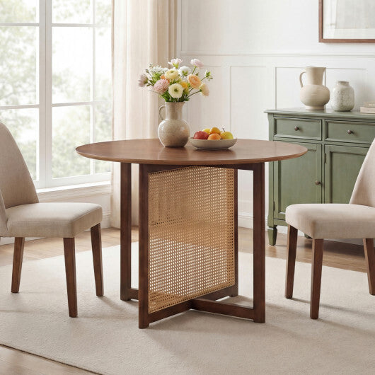 37.5 Inch Round Dining Table with Cross Pedestal Base-Walnut LuxuryLifeWay Online Store
