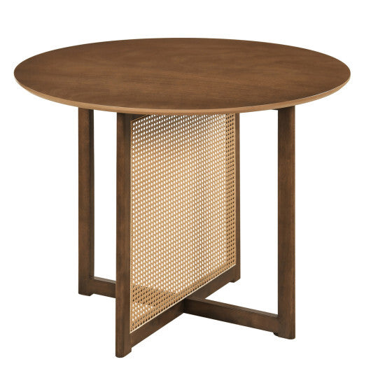 37.5 Inch Round Dining Table with Cross Pedestal Base-Walnut LuxuryLifeWay Online Store
