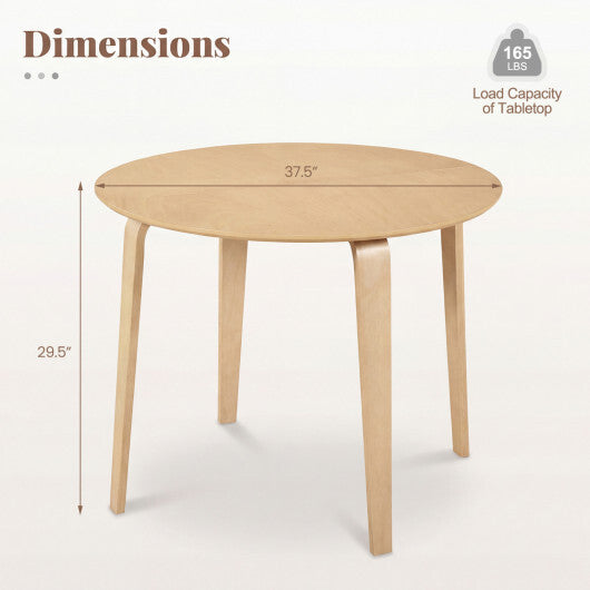 37.5" Round Dining Table with Rubber Wood Legs for Small Space-Natural LuxuryLifeWay Online Store