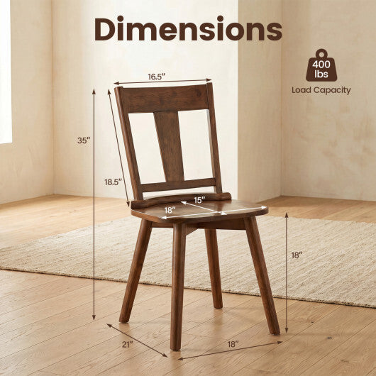 Dining Chairs Set of 2 with Solid Wood Backrest for Kitchen Dining Room-Walnut LuxuryLifeWay Online Store