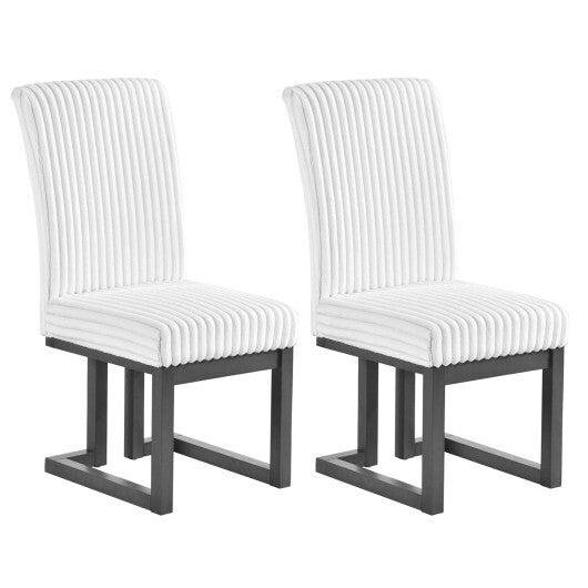 Upholstered Dining Chairs Set of 2 with Rubber Wood Legs and Padded Seat for Dining Room-White LuxuryLifeWay Online Store
