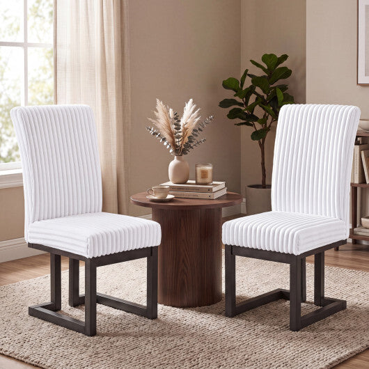 Upholstered Dining Chairs Set of 2 with Rubber Wood Legs and Padded Seat for Dining Room-White LuxuryLifeWay Online Store