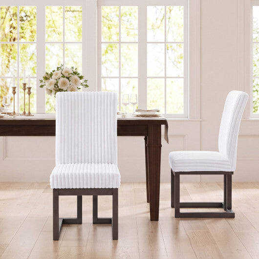 Upholstered Dining Chairs Set of 2 with Rubber Wood Legs and Padded Seat for Dining Room-White LuxuryLifeWay Online Store