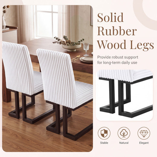 Upholstered Dining Chairs Set of 2 with Rubber Wood Legs and Padded Seat for Dining Room-White LuxuryLifeWay Online Store