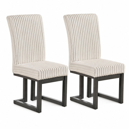 Upholstered Dining Chairs Set of 2 with Rubber Wood Legs and Padded Seat for Dining Room-White LuxuryLifeWay Online Store