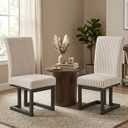 Upholstered Dining Chairs Set of 2 with Rubber Wood Legs and Padded Seat for Dining Room-White LuxuryLifeWay Online Store