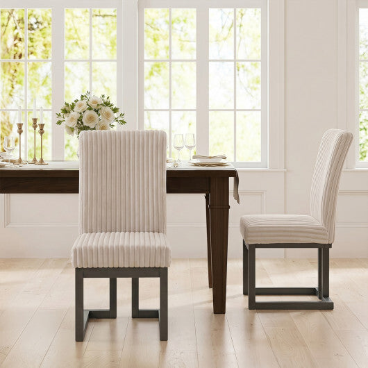 Upholstered Dining Chairs Set of 2 with Rubber Wood Legs and Padded Seat for Dining Room-White LuxuryLifeWay Online Store
