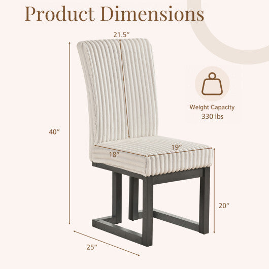 Upholstered Dining Chairs Set of 2 with Rubber Wood Legs and Padded Seat for Dining Room-White LuxuryLifeWay Online Store