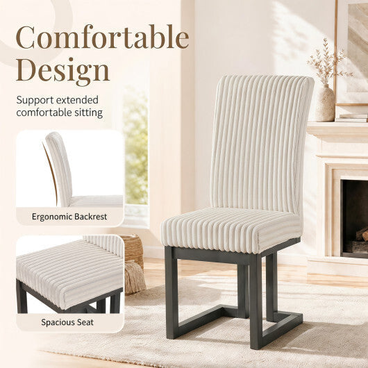 Upholstered Dining Chairs Set of 2 with Rubber Wood Legs and Padded Seat for Dining Room-White LuxuryLifeWay Online Store