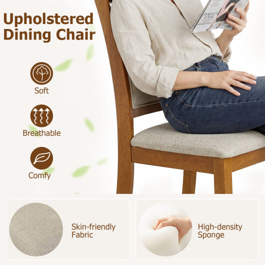 Dining Chairs Set of 2 Dining Room Chairs with Rubber Wood Frame-Brown LuxuryLifeWay Online Store