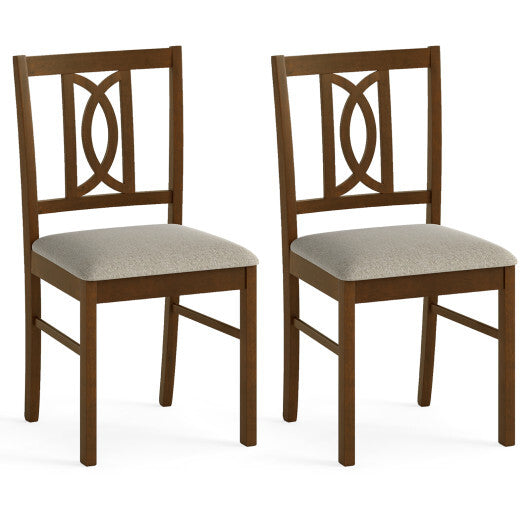 Dining Chairs Set of 2 Rubber Wood Dining Room Chairs with Hollowed Backrest-Walnut LuxuryLifeWay Online Store