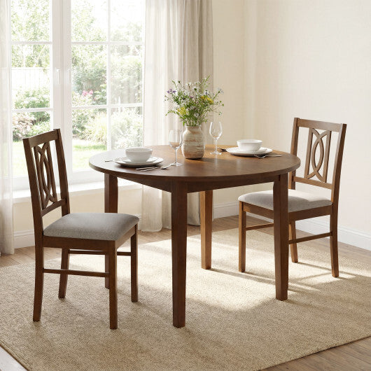 Dining Chairs Set of 2 Rubber Wood Dining Room Chairs with Hollowed Backrest-Walnut LuxuryLifeWay Online Store