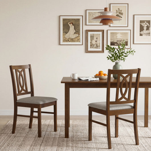 Dining Chairs Set of 2 Rubber Wood Dining Room Chairs with Hollowed Backrest-Walnut LuxuryLifeWay Online Store