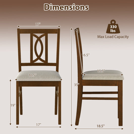 Dining Chairs Set of 2 Rubber Wood Dining Room Chairs with Hollowed Backrest-Walnut LuxuryLifeWay Online Store
